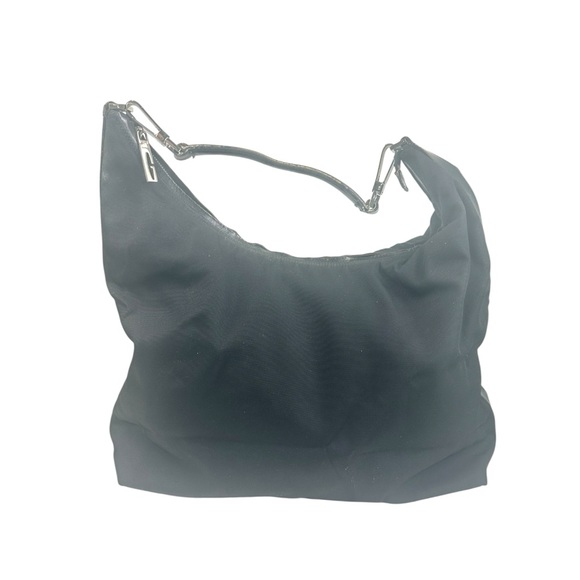 Gucci Vintage Black Nylon Shoulder Bag w Leather Trim and Silver-Tone Hardware - Picture 1 of 10